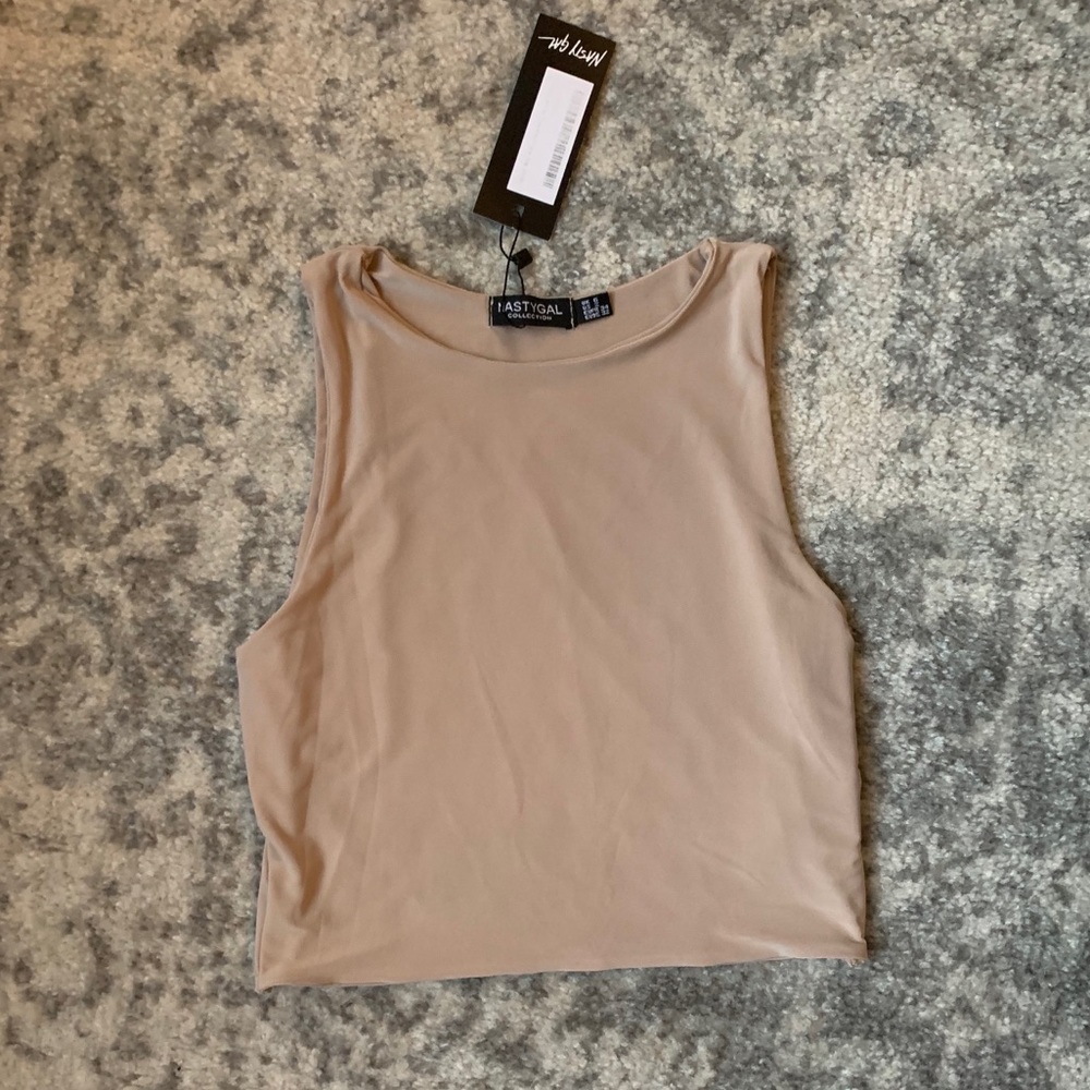 Nude crop tank top